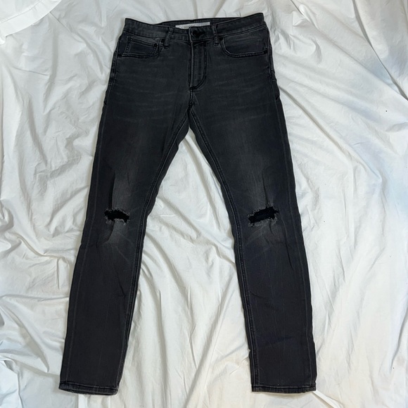 Gently used men’s EXPRESS gray distressed super skinny fit stretch denim 30 x 32 - Picture 1 of 10